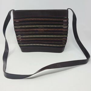 Vintage Stuart Weitzman Brown Tan Classy Designer Leather Purse 21" Drop Strap